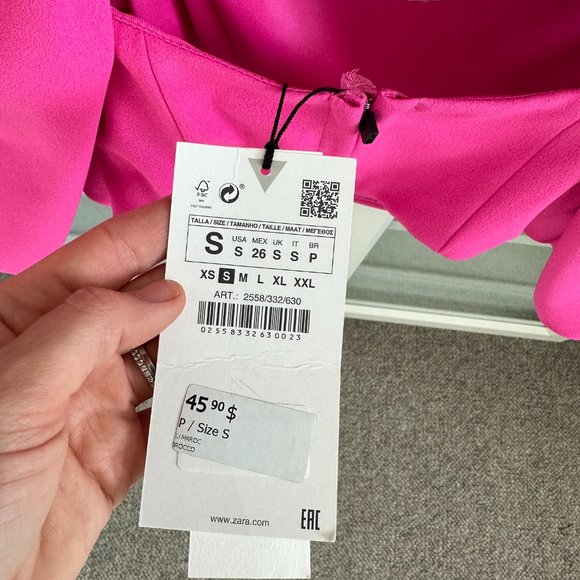 Zara Balloon Crop Top Pink Size Small NWT - Picture 8 of 8